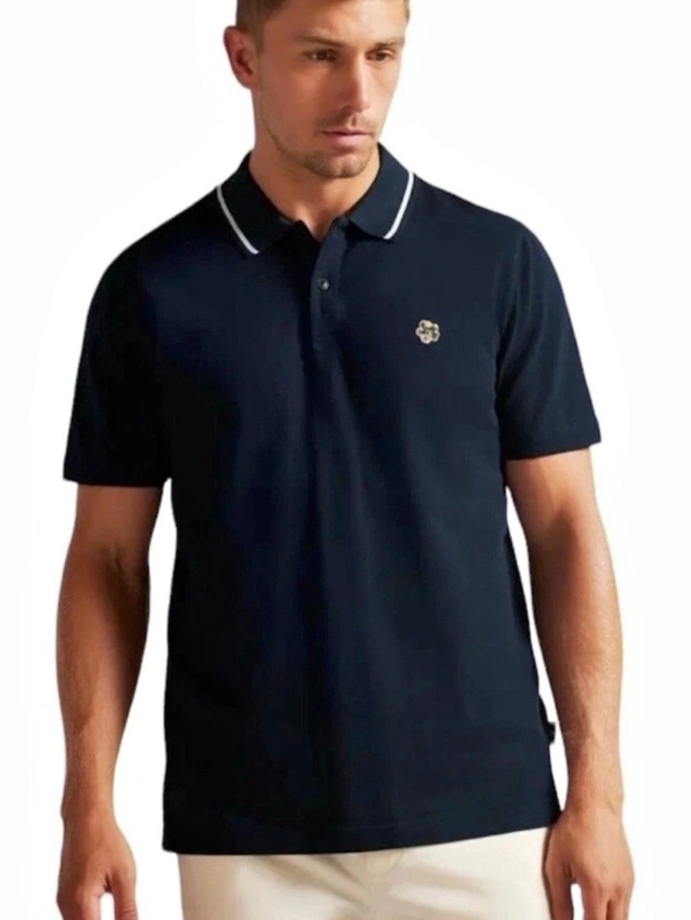 Ted Baker Short Sleeve Magnolia Polo Shirt Cotton Black Size Large Like New